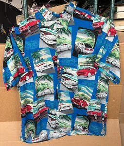 Vintage Reyn Spooner Hawaiian Mustang Button Up Shirt Men's 2XL Classic Cars - Picture 1 of 19