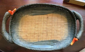 Vintage Shanghai Handicrafts Chinese Duck Basket Tray Goose Unusual - Picture 1 of 8