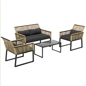 Polyrattan Gartenmöbel Set 4 Personen, wetterfest Balkonmöbel-Set Sitzgruppe - Bild 1 von 10