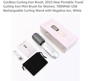 Big Wave Hair Curling And Straightener Brush Cordless Comb Travel Ready 7000mAh - Picture 1 of 6