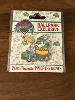 2025 Phillie Phanatic September Pin of the Month-Hot Dog Launcher w/Smiley ! - Image 1 of 3