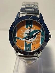 Miami Dolphins NFL Team Logo Men's Stainless-Steel Silver Watch NEW - Picture 1 of 10
