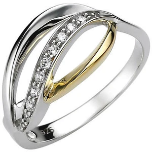 Ladies Ring Made From 925 Silver Bicolour Gold Plated With 9 Zirconia Finger - Imagen 1 de 1