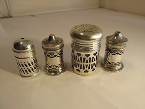 4 x silverplated & blue glass salt & pepper pots - Picture 1 of 2