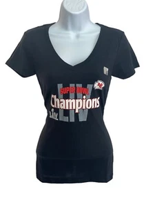 Ladies Kansas City Chiefs Super Bowl LIV Champions Black V-Neck T-Shirt - New - Picture 1 of 3