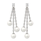280Ct Natural Round Diamond 14K White Gold Pearl Anniversary Valentine Earrings
