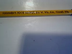 HAMMEN'S FOOD MARKET VINTAGE PENCIL UNUSED,Neenah Wisconsin,grocery store,old - Picture 1 of 3