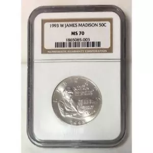 1993 W James Madison Half Dollar NGC MS70 ***Rev Tye's Coins Stache*** #500368 - Picture 1 of 4