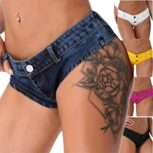 Women Fashion Summer Low Rise Stretchy Denim Jean Shorts Junior Mini Short Jeans - Picture 1 of 31