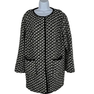 Talbots Wool Blend Womens Coat 3XP Sweater Jacket Hidden Snap Buttons Herringbon - Picture 1 of 9