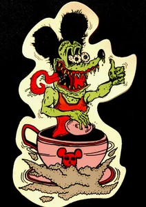 RAT FINK STICKER "RAT COFFEE” 2“ X 3 " GLOSSY - Picture 1 of 2