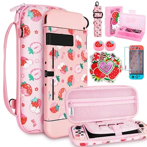 SÜSSE TRAGETASCHE FÜR SWITCH SCHUTZ REISETASCHE MIT DISPLAYSCHUTZFOLIEN & KAPPEN - Bild 1 von 16