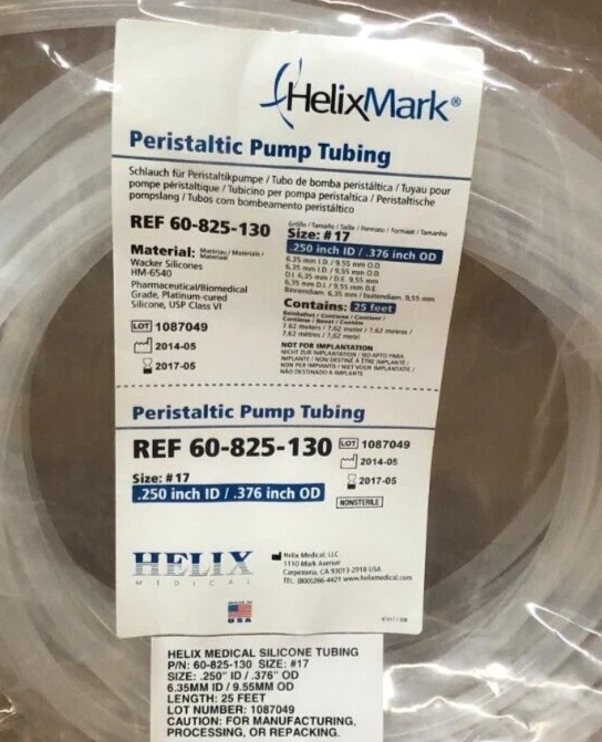 HelixMark Peristaltic Pump Tubing ( REF 60-825-130) 0.25ID/0.376OD-- 25 ft - Image 1 of 2