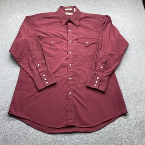 Camisa Sheplers Vintage Hombre Pequeña 16-32 Western Pearl Snap Manga Larga Borgoña - Imagen 1 de 11