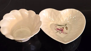 Juego de 2 Platos Belleek Enrejado Rosa Lilly Plato Baratija + Tazón Tulipán Rosa 2002 - Imagen 1 de 11