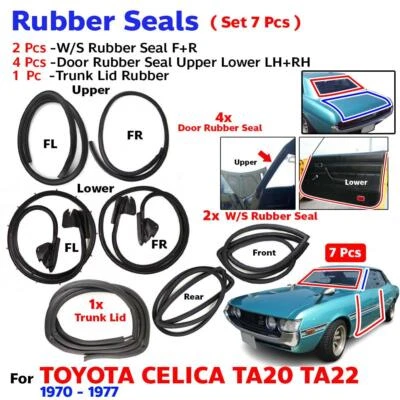 Weatherstrip 7 件套适用于丰田 Celica TA22 1970 - 77 门密封窗后备箱盖 — 第 1/4 张图片