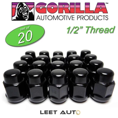 (20pc.) Gorilla Lug Nuts, 1/2"-20 RH Thread, Bulge Acorn, Black, 1/2", 91188BC - Image 1 of 4
