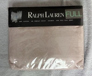 RALPH LAUREN Full Flat Sheet Avery Pale Rose Pink Floral Damask USA Vtg New NIP - Picture 1 of 11