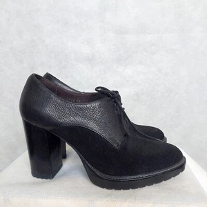 Black leather suede Elvio Zanon laced up high heels, size 38 - Picture 1 of 12