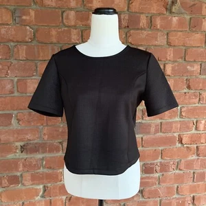 Portmans Womens Cropped Top Black Back Zip Workwear Size S - Picture 1 of 10