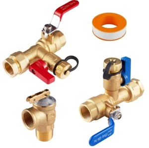 Kit de válvula de calentador de agua sin tanque aislador de 1/4 vuelta EFIELD, entrada de rosca hembra de 3/4" - Imagen 1 de 6
