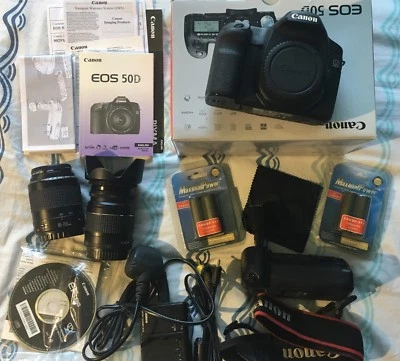 Canon EOS 50D 15.1MP Digital SLR Camera  c/w 2 EF Lenses  & Accessories - Image 1 of 4