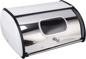 Bread Box, Large Capacity Stainless Steel Bread Box with Roll up Lid, Multifunct - Picture 1 of 12