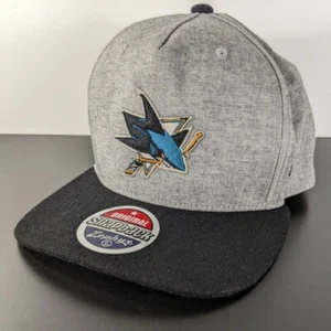 San Jose Sharks NHL Gray On Black Felt Brim Zephyr Snapback Hat - Picture 1 of 10