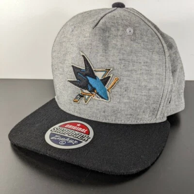 Sombrero San Jose Sharks NHL gris sobre ala de fieltro negro Zephyr Snapback Foto 1 de 4