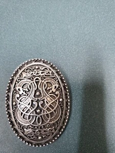 Nordic/ Viking Tortoise Brooch/Fibula ~Silver TONED~ DRAGON - Picture 1 of 3