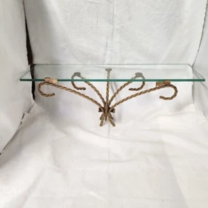 Vintage Messing und Glas Wandregal Hollywood Regency 18”x5” dickes Glas - Bild 1 von 10