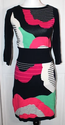 NANETTE LAPORE WOMEN'S MULTICOLOR CINCHED WAIST SWEATER DRESS SIZE SMALL - Image 1 of 3