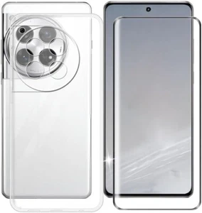 For ONEPLUS 12 TEMPERED GLASS SCREEN PROTECTOR + CLEAR SILICONE TPU CASE COVER - Picture 1 of 12