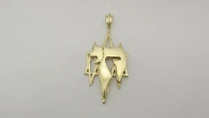 14K SOLID YELLOW GOLD LARGE CHAI WITH STAR OF DAVID - Picture 1 of 9