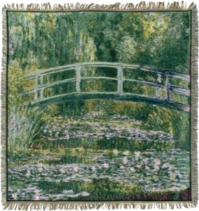 NEW 60" MONET PONT GIVERNY JAPANESE BRIDGE BELGIAN TAPESTRY THROW SPREAD 7146 - Picture 1 of 3