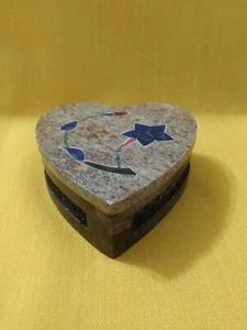 vintage marble trinket box Heart Shape Brown - Picture 1 of 15
