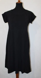 J Jill Sz XS Petite Black Knit Pleated Fit & Flare Dress Short Sleeve - Picture 1 of 7