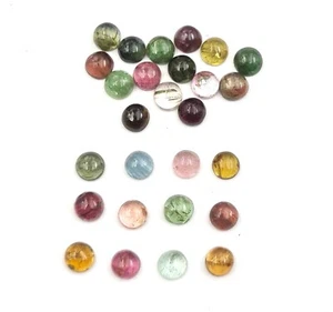 Lote de 27 piedras preciosas sueltas cabujón redondo multiturmalina natural 6 mm 25 CT - Imagen 1 de 5