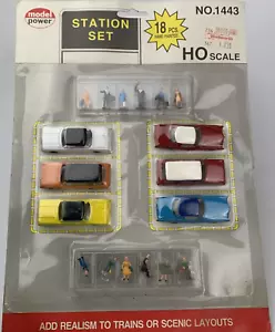 Model Power 1443 Station Set 6 Cars 12 People New Unopened - Picture 1 of 2
