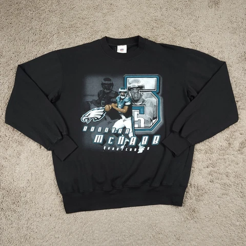 Donovan McNabb Philadelphia Eagles Sweatshirt L Black NFL Crewneck Y2K *Read Cover