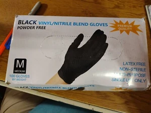 100 PCS Black Vinyl Gloves Powder Free, Latex & Nitrile Free-Medium - Picture 1 of 6