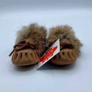 Eugene Cloutier Laurentian Chief Vintage Suede Baby Moccasins Size 2 BNIB - Picture 1 of 6