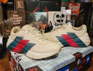 Zapatillas Hombre Talla 8.5 US GUCCI RHYTON 523535 Verde Rojo Beige MUY BONITAS 6.5 Eur - Imagen 1 de 24