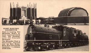POSTKARTE EISENBAHN CHICAGO MILWAUKEE ST. PAUL GIANT ELEKTROLOKOMOTIVE - Bild 1 von 2