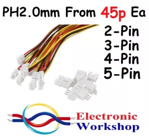 PH 2.0mm Micro Connector 2-Pin 3-Pin 4 & 5-Pin Plug Male Female Wires UK Seller - Picture 1 of 34
