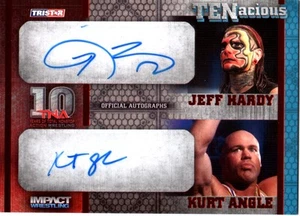 TNA Jeff Hardy & Kurt Angle 2012 TENacious RED Dual Autograph Card SN 5 of 10 - Picture 1 of 1