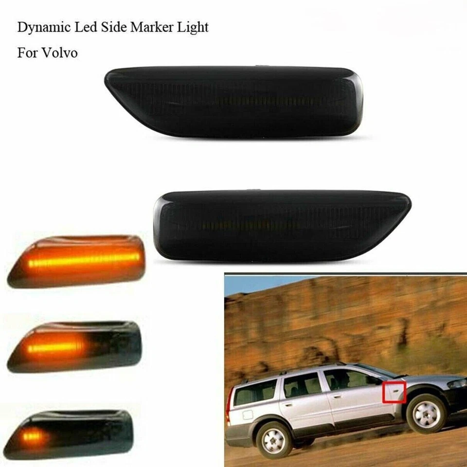 Luz de señal intermitente LED lateral dinámica para Volvo S80 S60 V70 XC70 XC90 MK1 Foto 1 de 4
