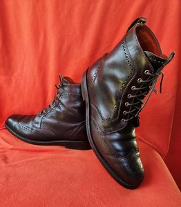 Allen Edmonds VINTAGE "DALTON" Leather Wingtip Dress Boots 9.5 Brown DISCONT'D - Picture 1 of 20