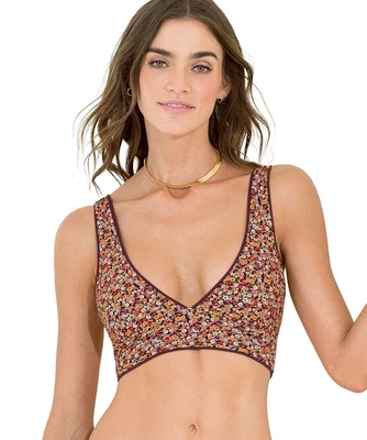 Maaji L107122 Reversible Pinot Red Patricia Long Line Triangle Bikini Top Size M - Image 1 of 4