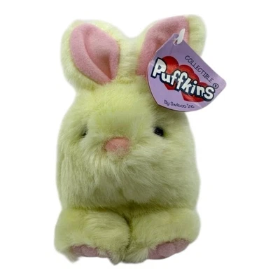 Vtg Puffkins Yellow SUNSHINE Bunny Rabbit Plush Stuffed Animal Swibco W Tags LE - Image 1 of 4